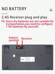 BOW Bàn phím không dây di động 1 cái - màu đen - Xem 3