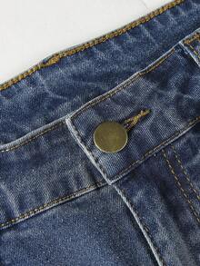 Manfinity Homme Nam Quần short Denim Bông Rách Frayed Cuộn Hem - Rửa trung bình - Xem 3