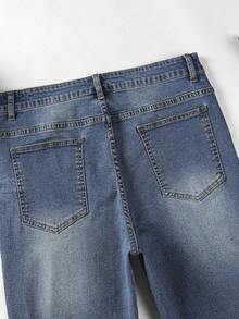 Manfinity Homme Nam Quần short Denim Bông Rách Frayed Cuộn Hem - Rửa trung bình - Xem 8