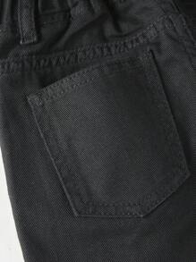 Toddler Boy Quần Jeans Túi Nút màu trơn - màu đen - Xem 5