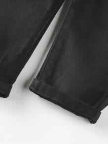 Toddler Boy Quần Jeans Túi Nút màu trơn - màu đen - Xem 6