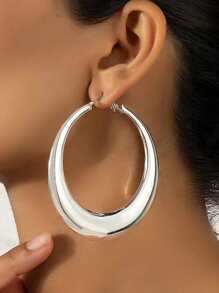 Minimalist Hoop Earrings - Silver - View 1
