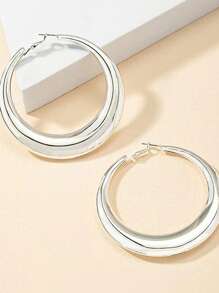 Minimalist Hoop Earrings - Silver - View 2