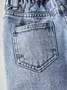 Toddler Girls Ripped Straight Leg Jeans - Medium Wash - View 5