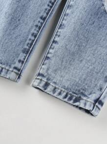 Toddler Girls Ripped Straight Leg Jeans - Medium Wash - View 7