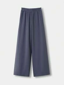 SHEIN Girls Solid Wide Leg Trousers - Dark Grey - View 7