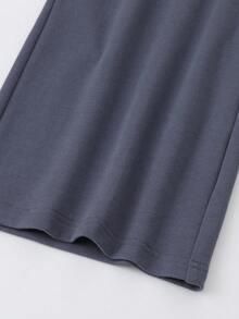 SHEIN Girls Solid Wide Leg Trousers - Dark Grey - View 8