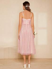 SHEIN Belle Twist Front Mesh Cami Dress