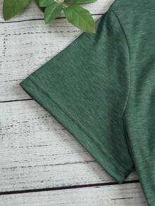 SHEIN LUNE Áo thun nữ Thú vật Lá thư Giải trí - màu xanh lá - Xem 5