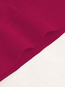 Easithlete 寬腰帶條紋針織運動短褲 - 玫紅色 - 查看 4