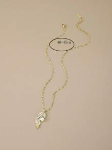 1入組時尚不銹鋼樹葉和人造珍珠吊墜項鍊適合女士適用於節日禮物 - 金黃色 - 查看 3