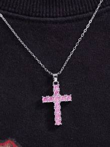 CVNANA 1 chiếc vòng cổ mặt thánh giá Cubic Zirconia thời trang dành cho phụ nữ, quà tặng bạn gái/sinh nhật/bạn thân, không có hộp quà - Nhiều màu - Xem 2