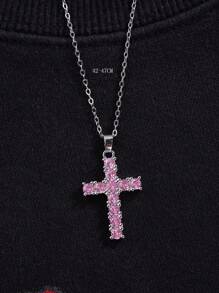 CVNANA 1 chiếc vòng cổ mặt thánh giá Cubic Zirconia thời trang dành cho phụ nữ, quà tặng bạn gái/sinh nhật/bạn thân, không có hộp quà - Nhiều màu - Xem 3