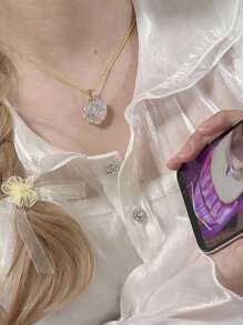 CVNANA 1入組時尚鋅合金石頭吊墜項鍊適合女士日常裝飾 - 彩色 - 查看 1