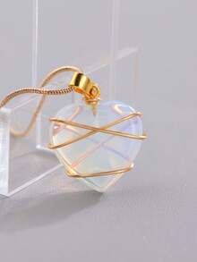 CVNANA 1入組時尚鋅合金石頭吊墜項鍊適合女士日常裝飾 - 彩色 - 查看 4