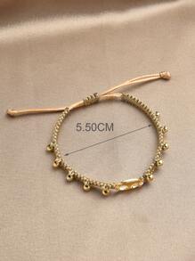 1pc Handmade Woven Adjustable Bracelet For Women - Yellow Gold - View 3