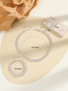4入组/套奢華鋅合金水鑽裝飾首飾套裝適合女士適合婚禮派對