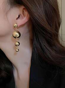 1對時尚球裝飾耳墜適合女士日常裝飾 - 金黃色 - 查看 1