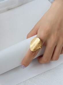 1 chiếc nhẫn trang trí hình học bằng thép không gỉ thời trang cho phụ nữ để trang trí hàng ngày - Vàng - Xem 1