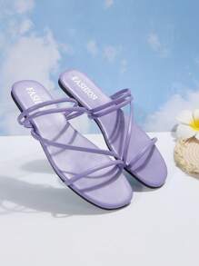 Fashion Purple Sandals For Women, Multi Thin Strap Slide Sandals - Purple - View 2