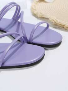 Fashion Purple Sandals For Women, Multi Thin Strap Slide Sandals - Purple - View 4