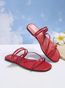 moda rojo Sandalias para múltiple tira delgada Sandalias - Rojo - Ver 3