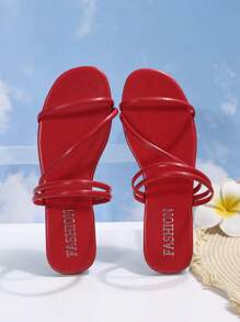 moda rojo Sandalias para múltiple tira delgada Sandalias - Rojo - Ver 4