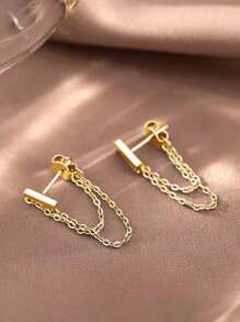 Pendientes largos con diseño de cadena - Amarillo Oro - Ver 2