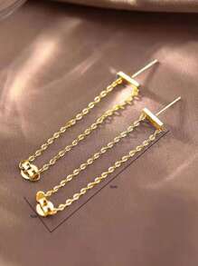 Pendientes largos con diseño de cadena - Amarillo Oro - Ver 3