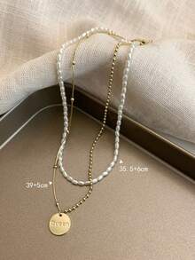 2 Cái/bộ Thời Trang Hợp Kim Kẽm Vòng & Ngọc Trai Giả Trang Trí Vòng Cổ Cho Nữ Hẹn Hò Quà Tặng - Nhiều màu - Xem 4