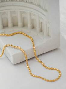 1入組時尚不銹鋼極簡串珠項鏈適合女士日常裝飾