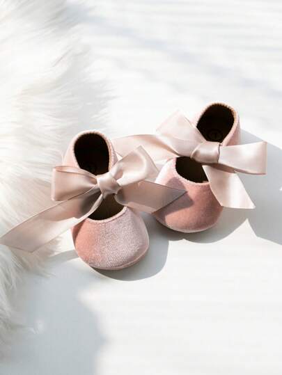 Infant Girls Bow Decor Flats For Outdoor