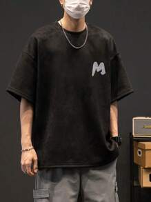 Men Letter Graphic Drop Shoulder Tee, Fall - Black - View 5