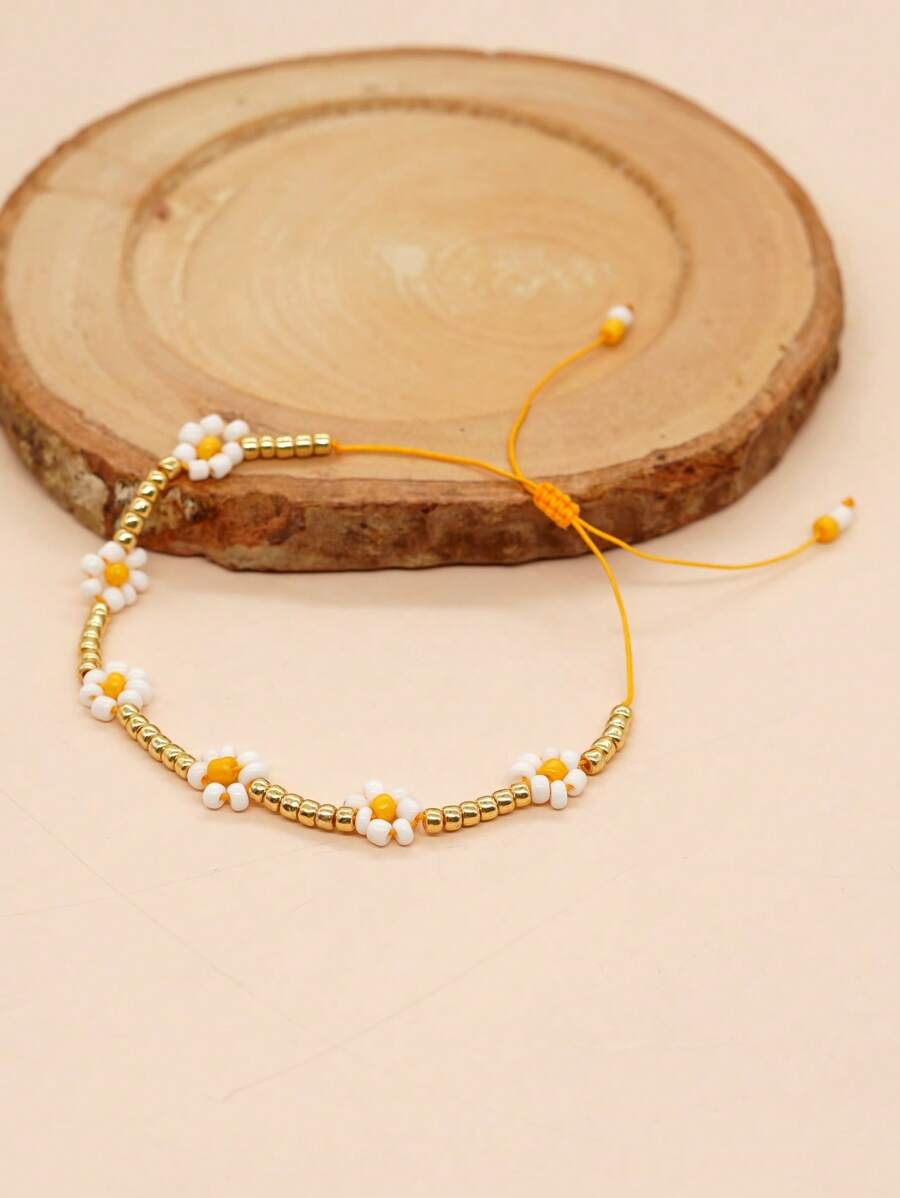 1入組波西米亞花朵裝飾串珠手鏈適合女士日常裝飾 - 彩色 - 查看 1