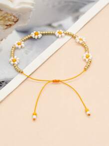 1入組波西米亞花朵裝飾串珠手鏈適合女士日常裝飾 - 彩色 - 查看 2