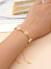 1入組波西米亞花朵裝飾串珠手鏈適合女士日常裝飾 - 彩色 - 查看 4