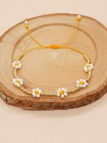 1入組波西米亞花朵裝飾串珠手鏈適合女士日常裝飾 - 彩色 - 查看 5