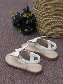 Cô gái Faux Pearl & Butterfly Trang trí Dép thông thường cho ngoài trời - Màu be - Xem 3