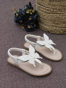 Cô gái Faux Pearl & Butterfly Trang trí Dép thông thường cho ngoài trời - Màu be - Xem 5