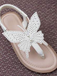 Cô gái Faux Pearl & Butterfly Trang trí Dép thông thường cho ngoài trời - Màu be - Xem 6