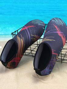 運動涉水鞋適用於女士條紋圖案水襪