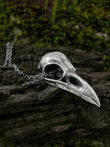 1入組哥特式鋅合金烏鴉骷髏吊墜項鍊適合男士女士日常裝飾派對