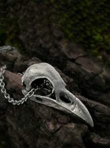 1入組哥特式鋅合金烏鴉骷髏吊墜項鍊適合男士女士日常裝飾派對