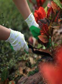 FOUR-AM 1 Đôi Găng Tay Làm Vườn Cao Su, Găng Tay Hộ Gia Đình In Hình Lá Hiện Đại Cho Sân Vườn - màu xanh lá - Xem 4