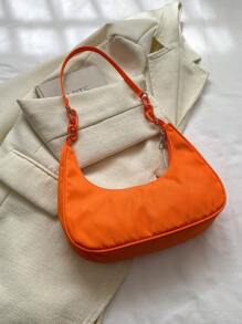 糖果色單肩包,女式 Hobo 包,可愛腋下包 - 橘色 - 查看 2
