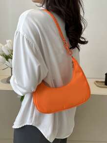 糖果色單肩包,女式 Hobo 包,可愛腋下包 - 橘色 - 查看 3
