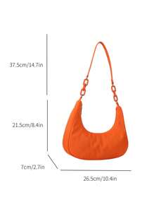 糖果色單肩包,女式 Hobo 包,可愛腋下包 - 橘色 - 查看 4