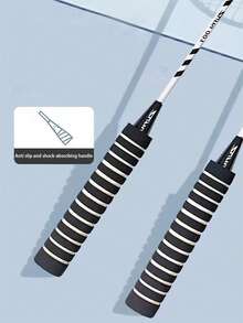 2入組條紋和字母圖案鐵合金羽毛球拍 - 黑與白 - 查看 4