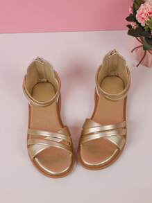 Dép quai ngang mắt cá chân kim loại Criss Cross cho bé gái ngoài trời - Vàng - Xem 3