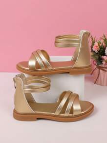 Dép quai ngang mắt cá chân kim loại Criss Cross cho bé gái ngoài trời - Vàng - Xem 7